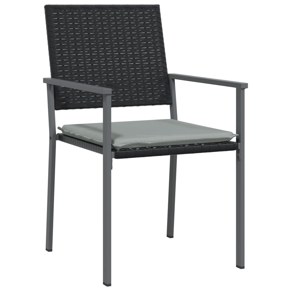 vidaXL Sedie da Giardino con Cuscini 4pz Nere 54x62,5x89 cm Polyrattan