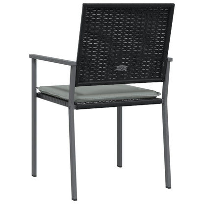 vidaXL Sedie da Giardino con Cuscini 4pz Nere 54x62,5x89 cm Polyrattan