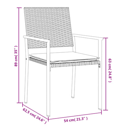 vidaXL Sedie da Giardino con Cuscini 4pz Nere 54x62,5x89 cm Polyrattan