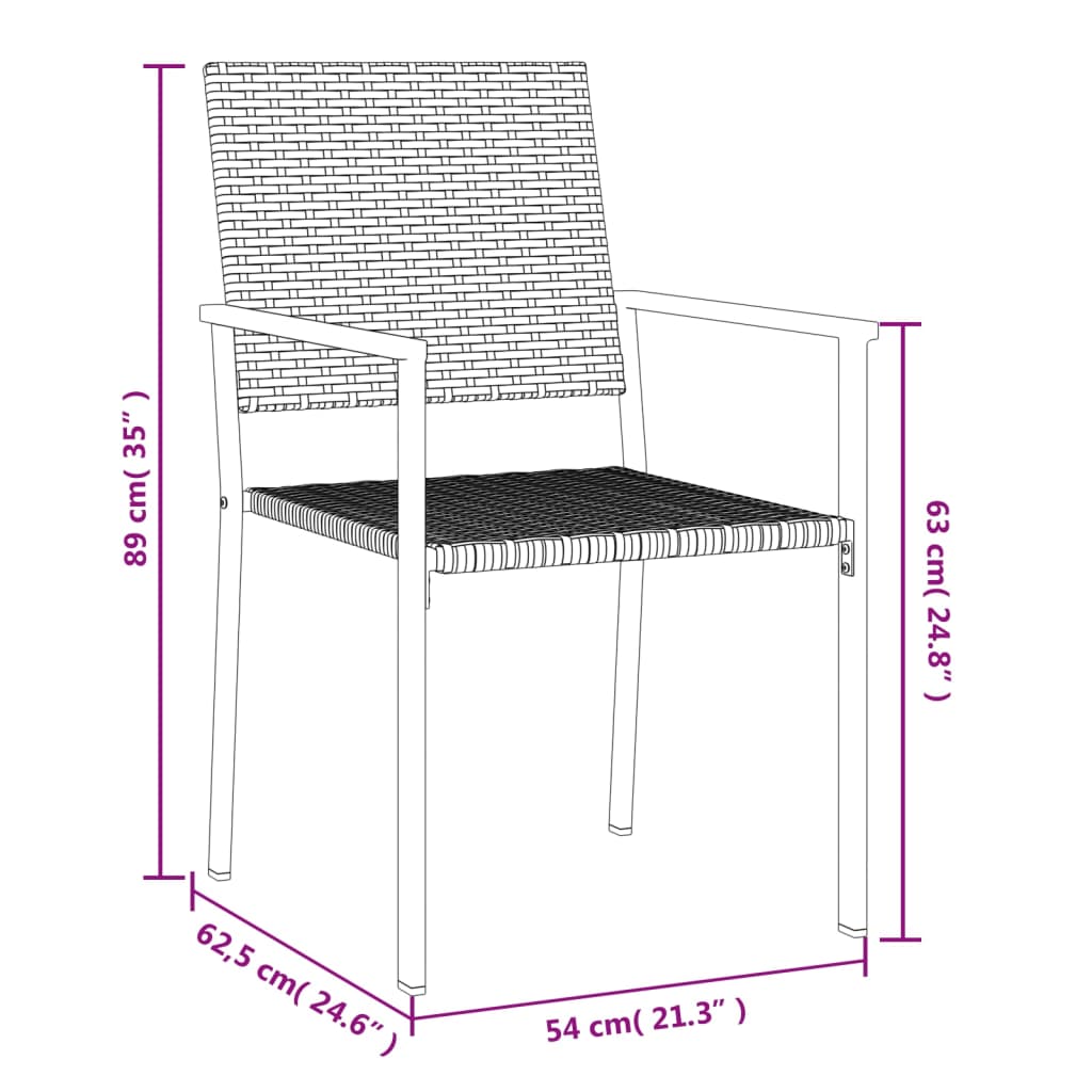 vidaXL Sedie da Giardino 4 pz Nere 54x62,5x89 cm in Polyrattan