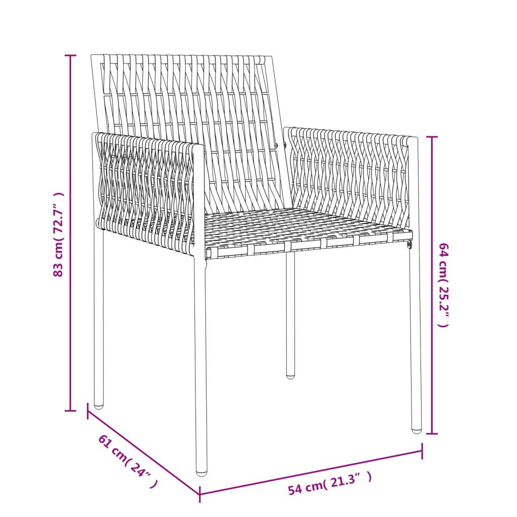 vidaXL Sedie da Giardino con Cuscini 6pz Marroni 54x61x83cm Polyrattan