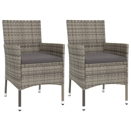 vidaXL Set Bistrò da Giardino 3 pz con Cuscini in Polyrattan Grigio