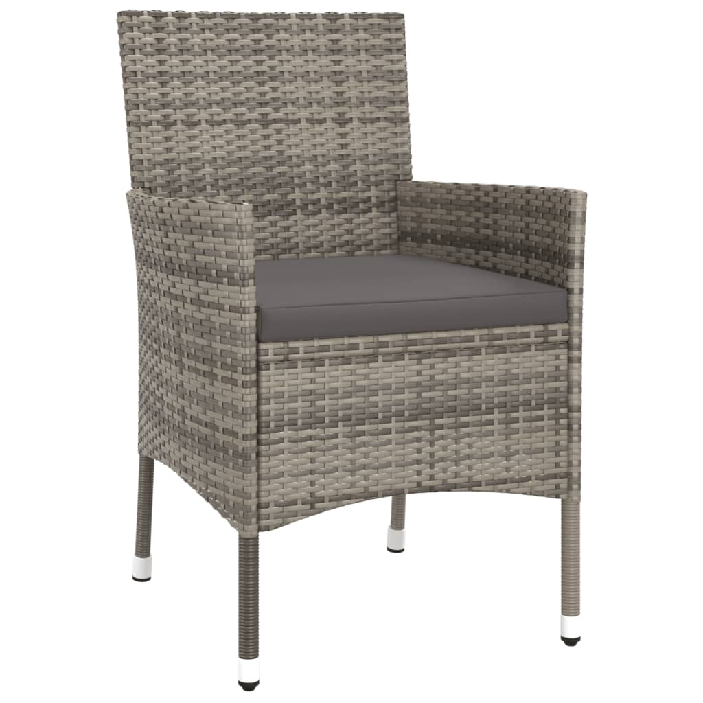 vidaXL Set Bistrò da Giardino 3 pz con Cuscini in Polyrattan Grigio