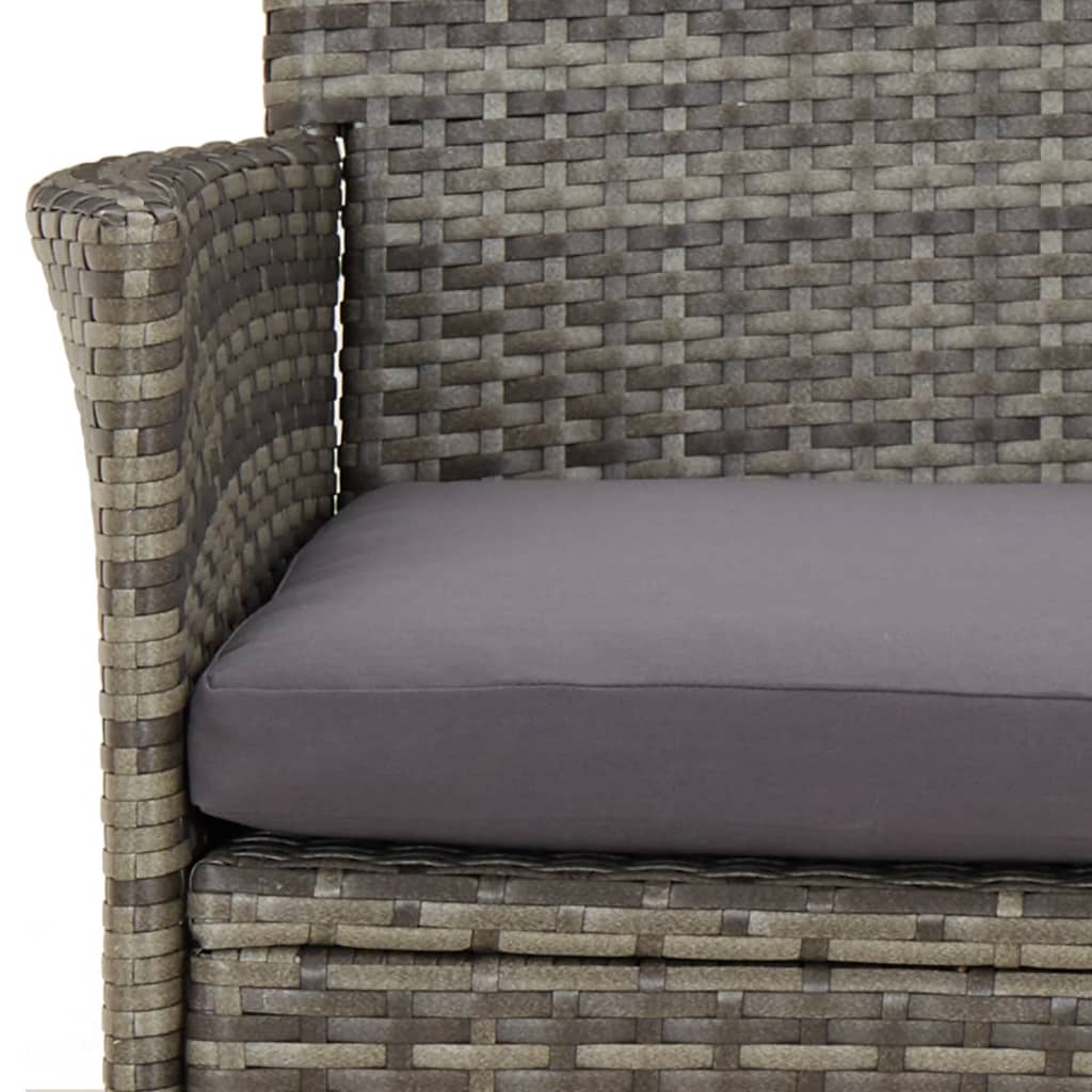 vidaXL Set Bistrò da Giardino 3 pz con Cuscini in Polyrattan Grigio
