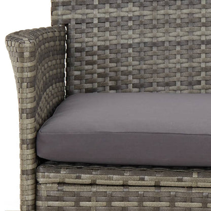 vidaXL Set Bistrò da Giardino 3 pz con Cuscini in Polyrattan Grigio