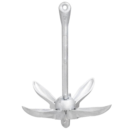 vidaXL Ancora Pieghevole con Corda Argento 4 kg Ghisa Zincata a Caldo