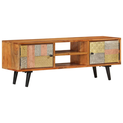 vidaXL Mobile TV con Ante 112x30x40cm Legno Massello Acacia e Metallo