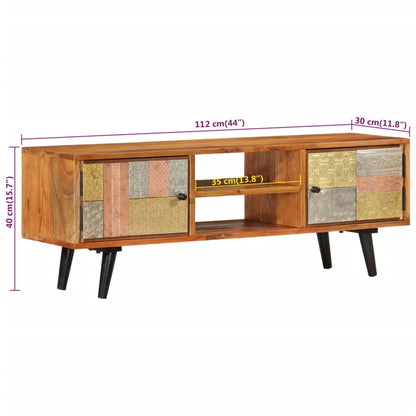 vidaXL Mobile TV con Ante 112x30x40cm Legno Massello Acacia e Metallo