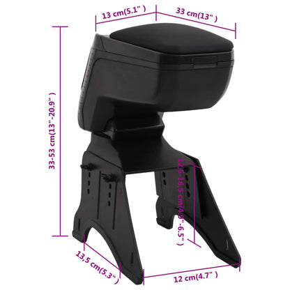 vidaXL Bracciolo per Auto Universale Nero 13x33(33-53) cm in ABS
