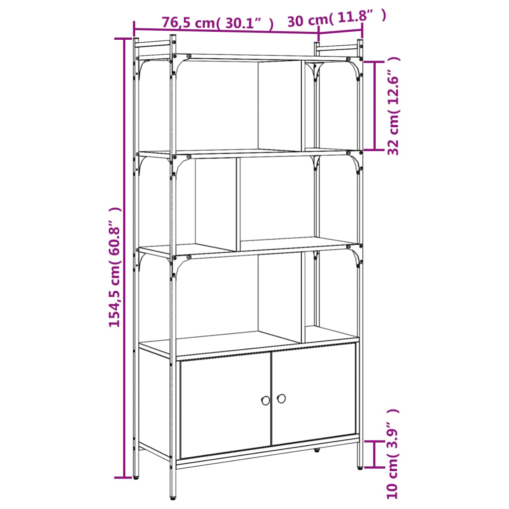 vidaXL Libreria Ante Grigio Sonoma 76,5x30x154,5 cm Legno Multistrato