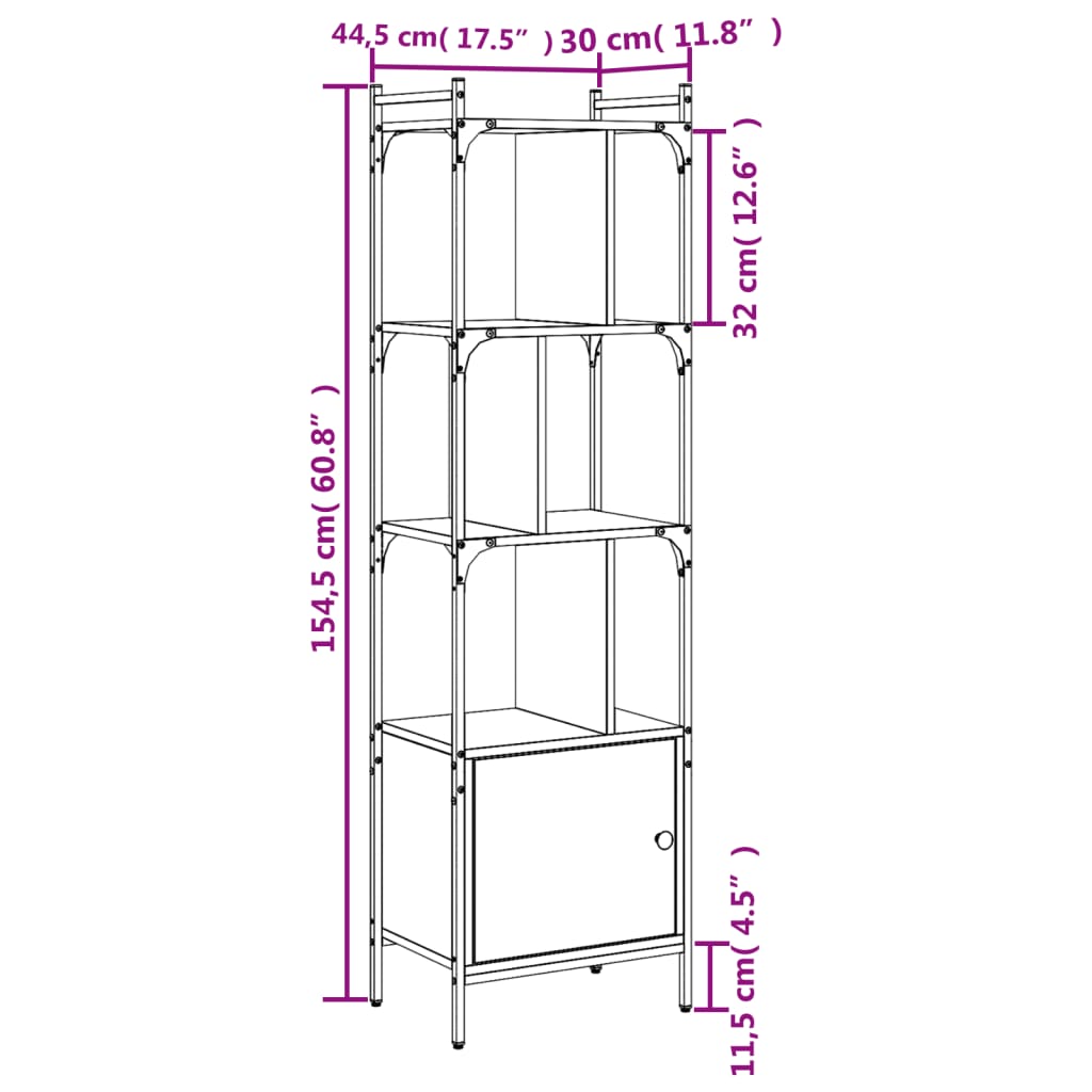 vidaXL Libreria Anta Rovere Marrone 44,5x30x154,5 cm Legno Multistrato VIDAXL