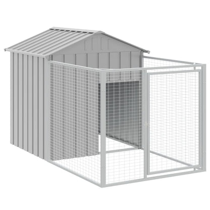 vidaXL Casetta Cani Tetto Grigio Chiaro 117x609x123 cm Acciaio Zincato