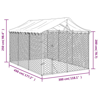vidaXL Cuccia Cani da Esterno Tetto Argento 3x4,5x2,5m Acciaio Zincato