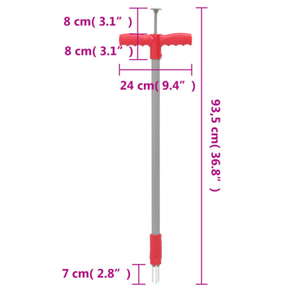 vidaXL Rimuovi Erbacce Rosso Grigio 93,5 cm Acciaio Verniciato Polvere