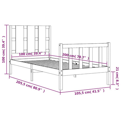 vidaXL Giroletto senza Materasso Bianco 100x200 cm Legno Massello Pino
