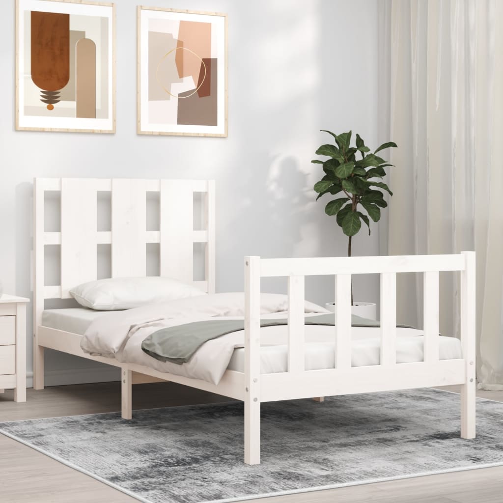 vidaXL Giroletto senza Materasso Bianco 100x200 cm Legno Massello Pino