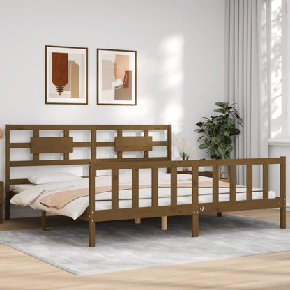vidaXL Giroletto con Testiera ambra 200x200 cm in Legno Massello