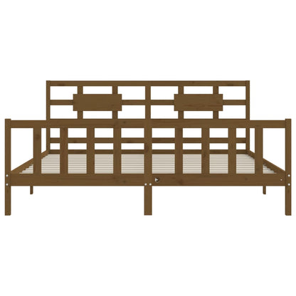 vidaXL Giroletto con Testiera ambra 200x200 cm in Legno Massello