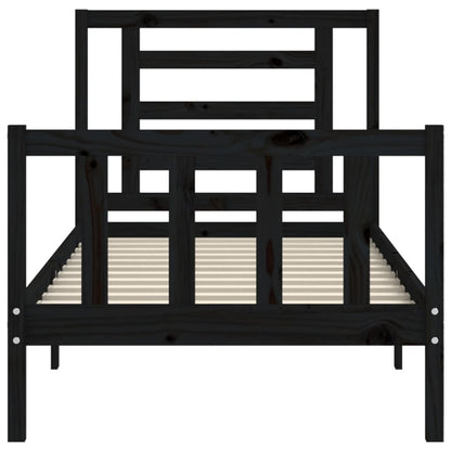 vidaXL Giroletto con Testiera Nero 100x200 cm in Legno Massello