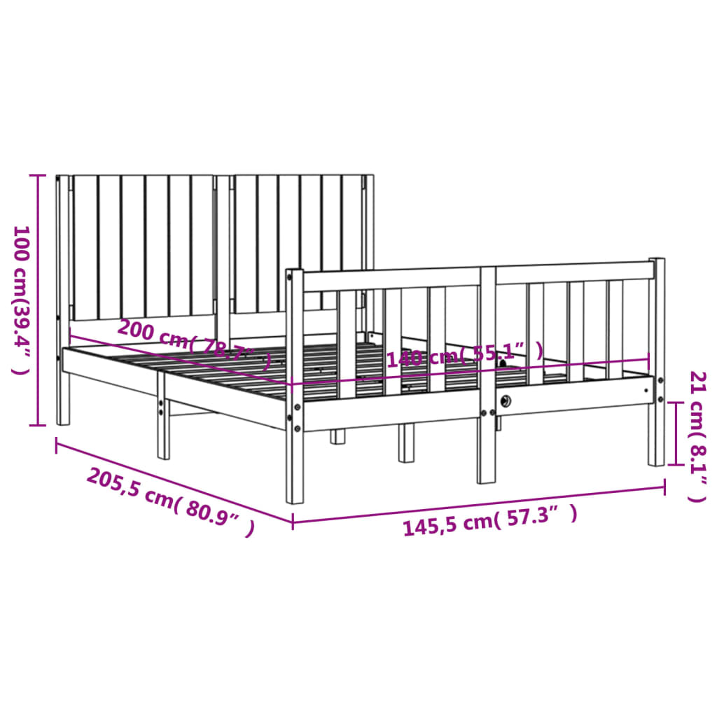 vidaXL Giroletto senza Materasso Bianco 140x200 cm Legno Massello Pino