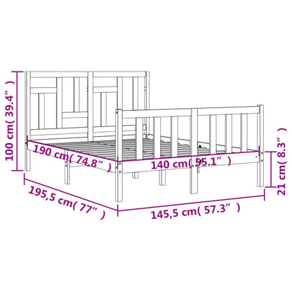 vidaXL Letto senza Materasso Bianco 140x190 cm Legno Massello di Pino