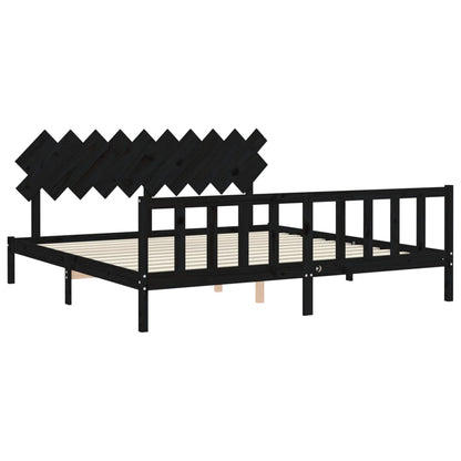 vidaXL Giroletto con Testiera Nero 200x200 cm in Legno Massello