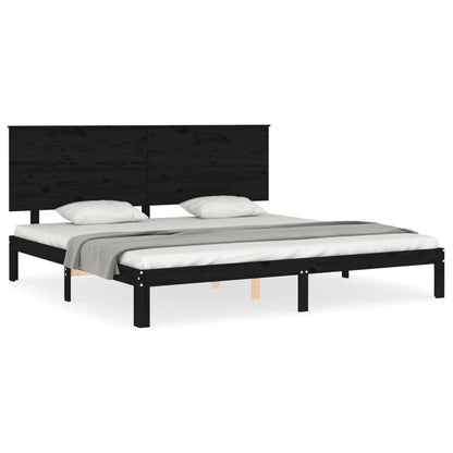 vidaXL Giroletto con Testiera Nero 200x200 cm in Legno Massello