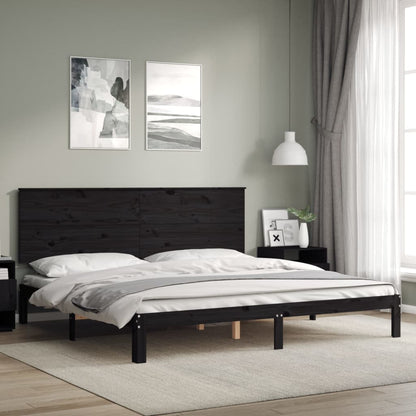 vidaXL Giroletto con Testiera Nero 200x200 cm in Legno Massello