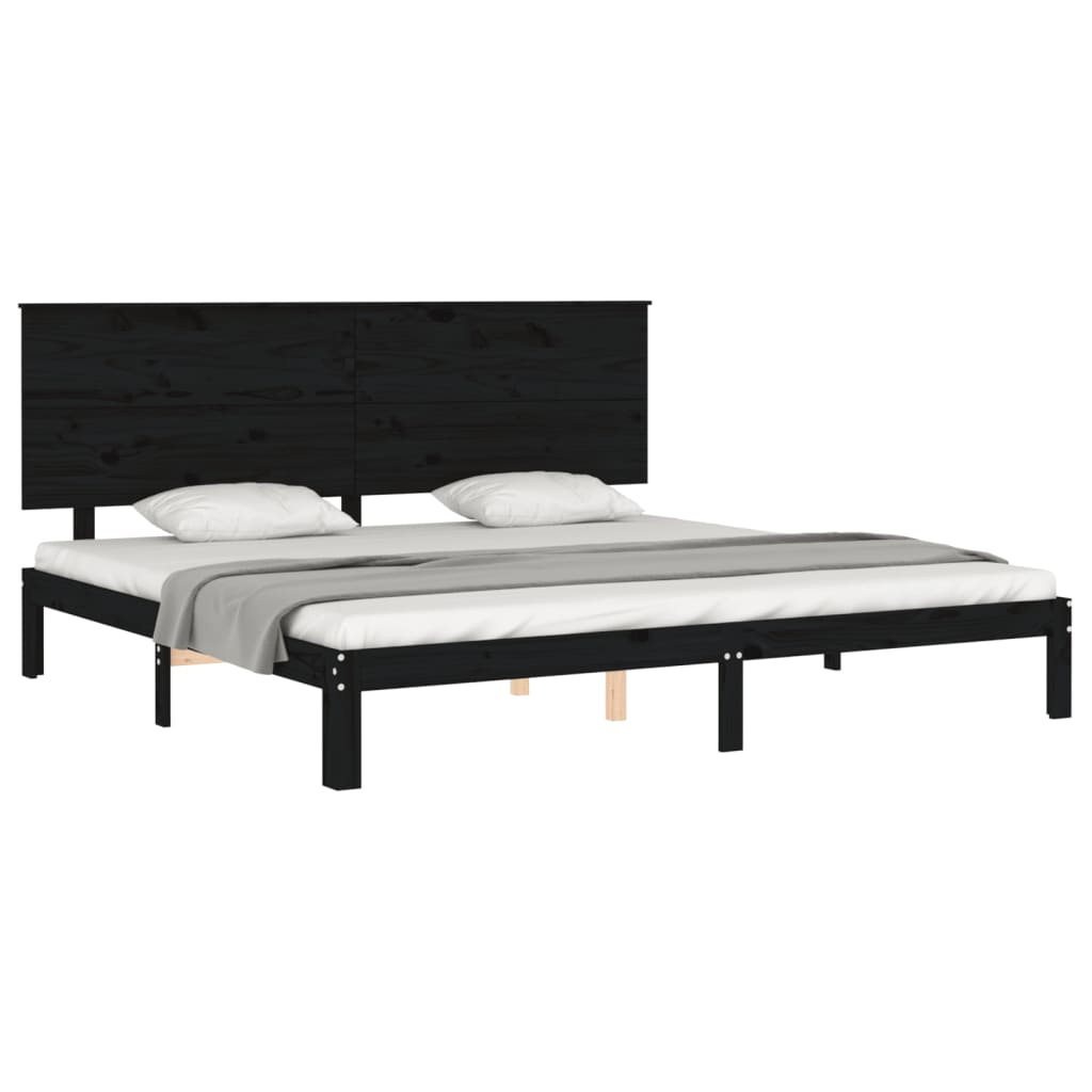 vidaXL Giroletto con Testiera Nero 200x200 cm in Legno Massello