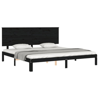vidaXL Giroletto con Testiera Nero 200x200 cm in Legno Massello