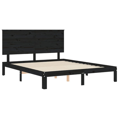 vidaXL Giroletto con Testiera Nero 200x200 cm in Legno Massello