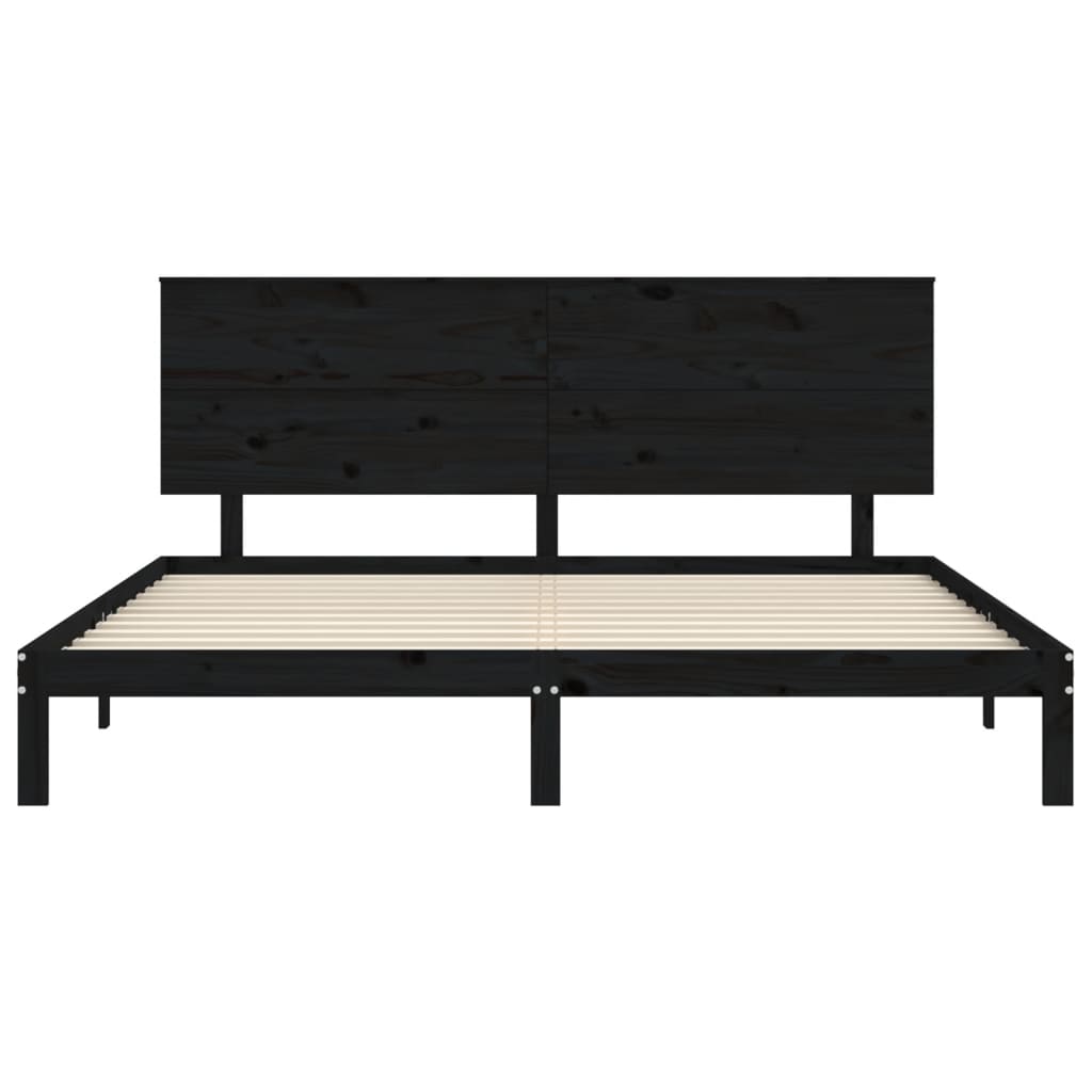 vidaXL Giroletto con Testiera Nero 200x200 cm in Legno Massello