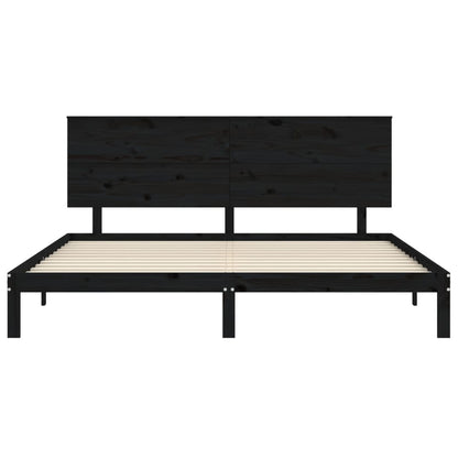 vidaXL Giroletto con Testiera Nero 200x200 cm in Legno Massello