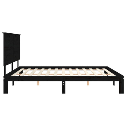 vidaXL Giroletto con Testiera Nero 200x200 cm in Legno Massello