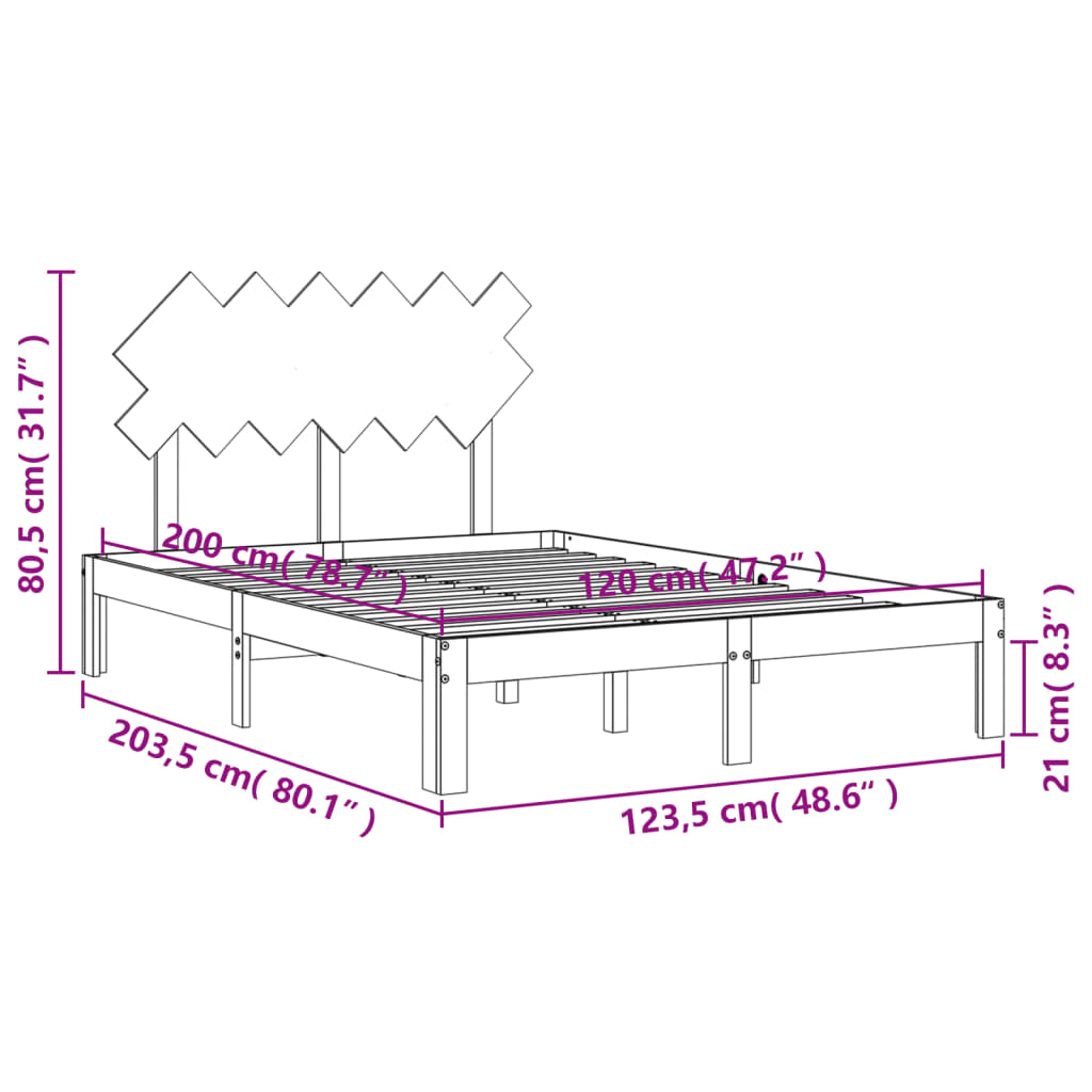 vidaXL Giroletto senza Materasso 120x200 cm in Legno Massello di Pino