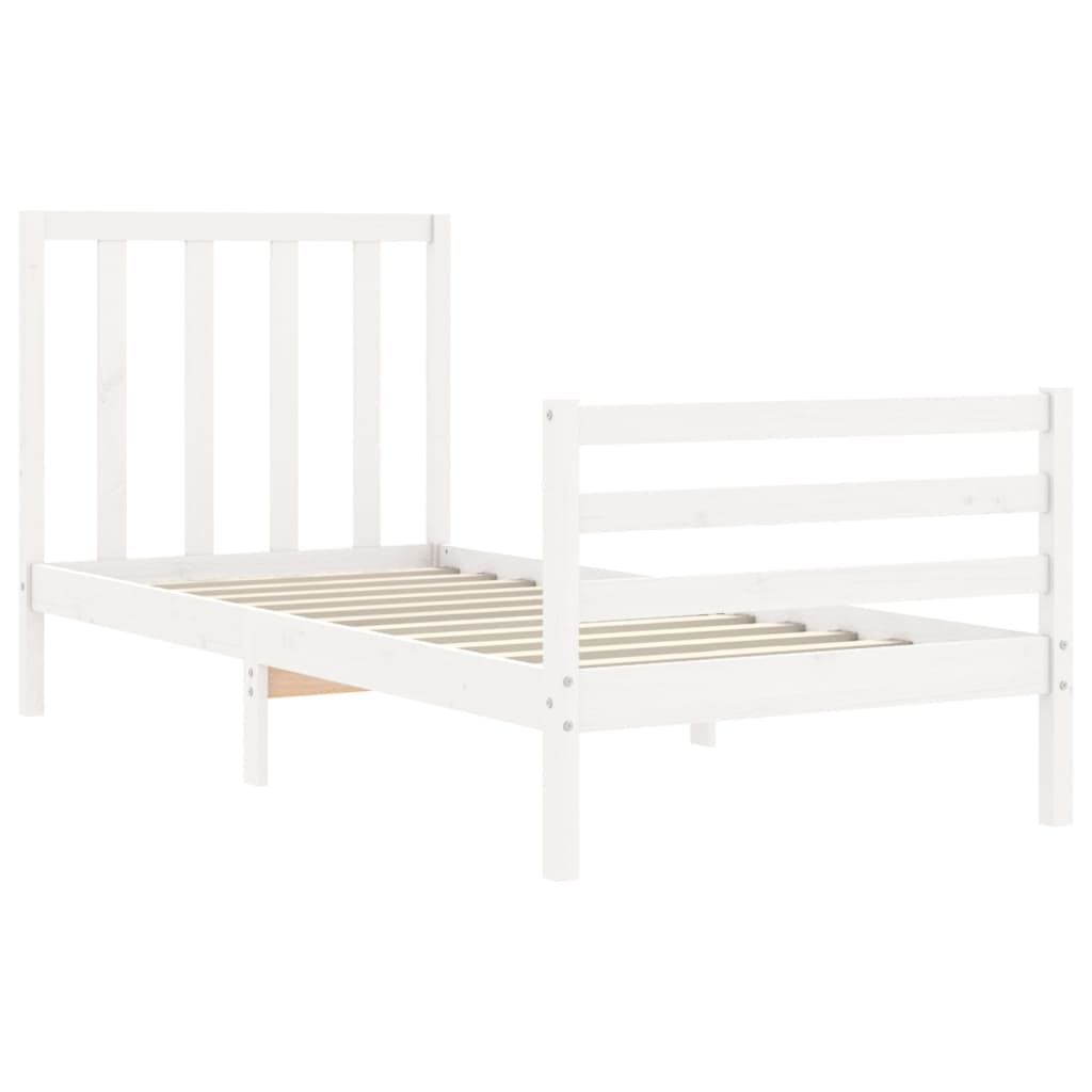 vidaXL Giroletto senza Materasso Bianco 90x200 cm Legno Massello Pino
