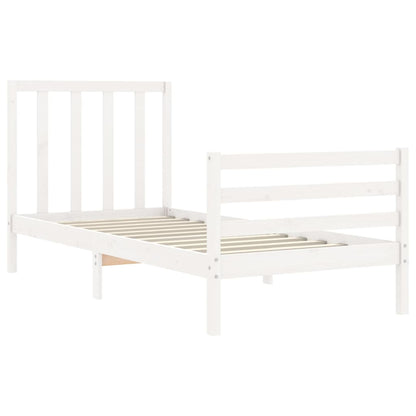 vidaXL Giroletto senza Materasso Bianco 90x200 cm Legno Massello Pino