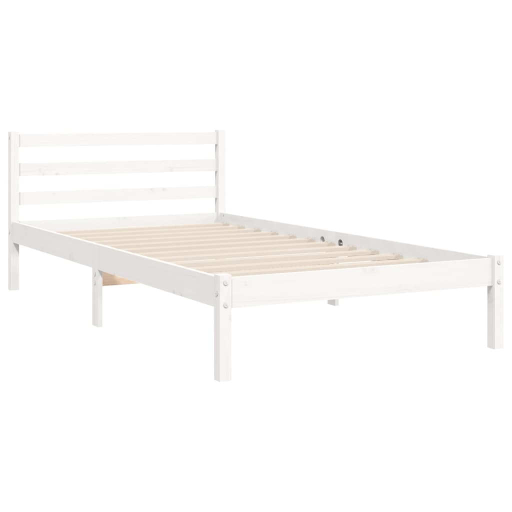 vidaXL Giroletto senza Materasso Bianco 90x200 cm Legno Massello Pino