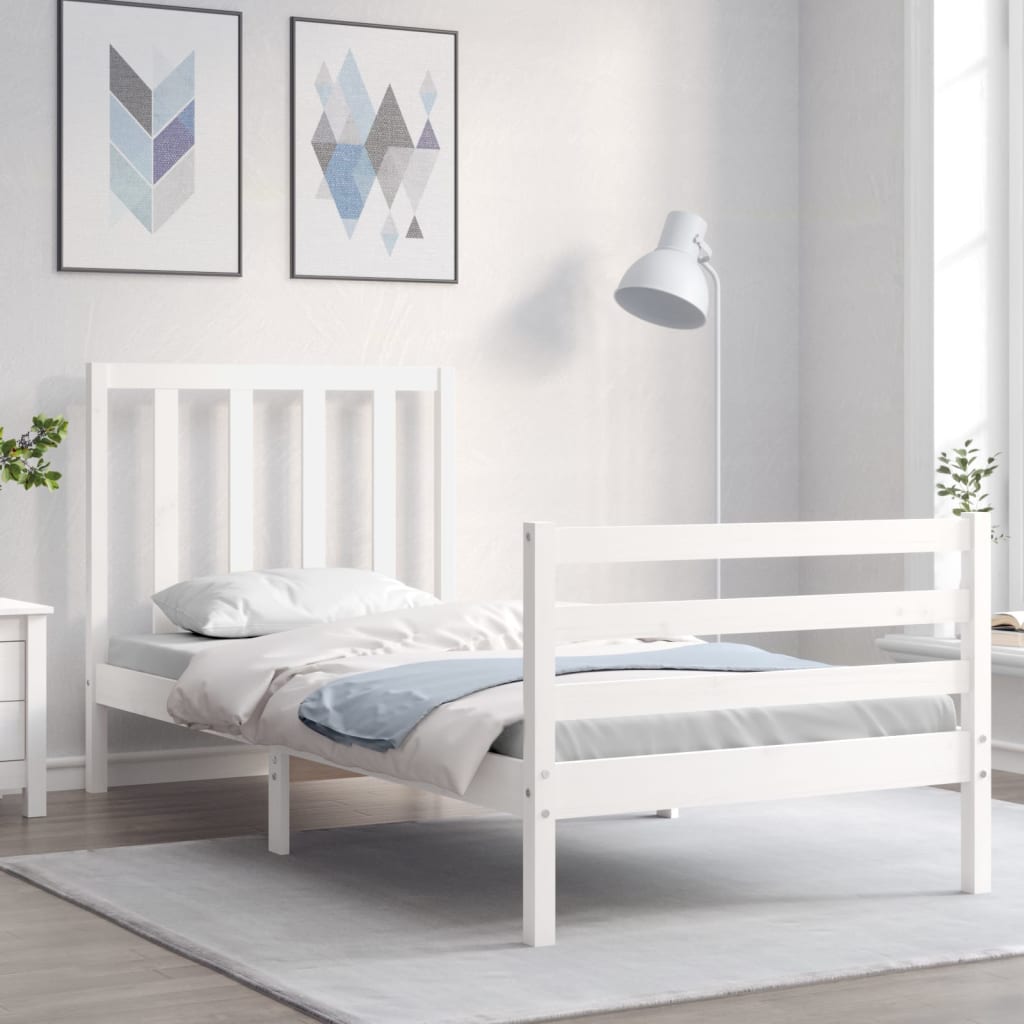 vidaXL Giroletto senza Materasso Bianco 90x200 cm Legno Massello Pino
