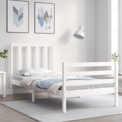vidaXL Giroletto senza Materasso Bianco 90x200 cm Legno Massello Pino