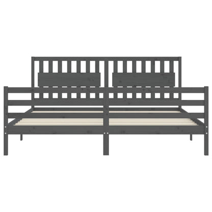 vidaXL Giroletto con Testiera Grigio 200x200 cm in Legno Massello