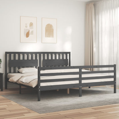 vidaXL Giroletto con Testiera Grigio 200x200 cm in Legno Massello