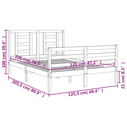 vidaXL Giroletto con Testiera Bianco 120x200 cm in Legno Massello