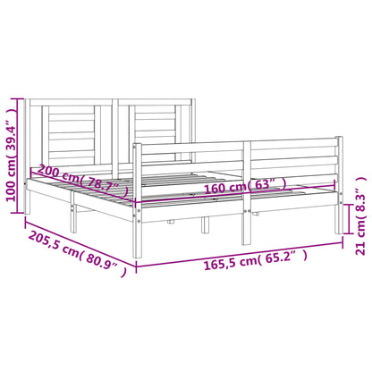 vidaXL Giroletto con Testiera Bianco 160x200 cm Legno Massello