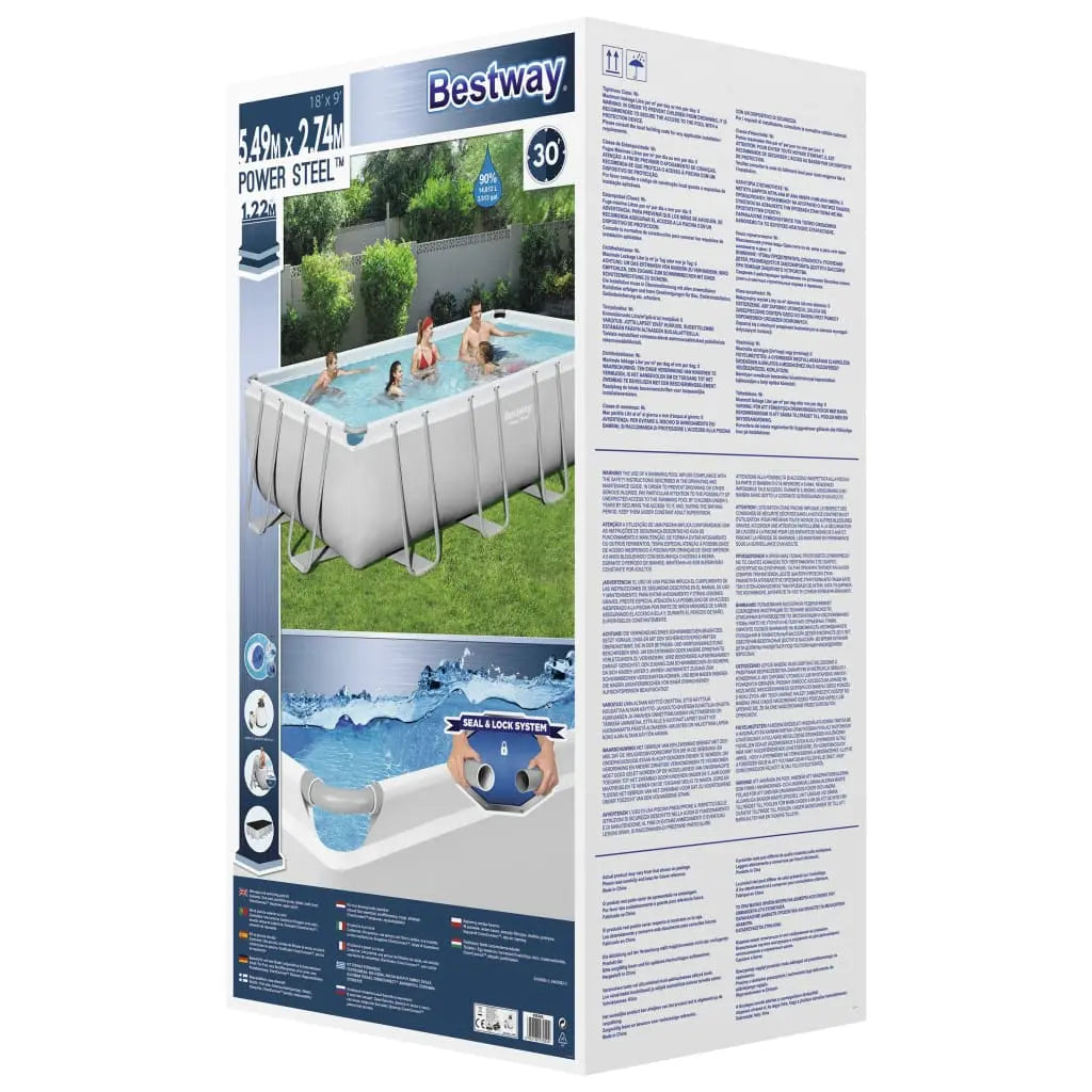 Bestway Set Piscina Rettangolare Power Steel 549x274x122 cm BESTWAY