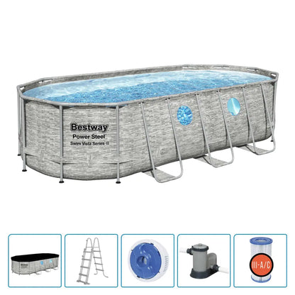 Bestway Set Piscina Power Steel Swim Vista Series 549x274x122 cm BESTWAY