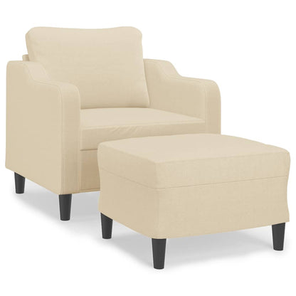 vidaXL Poltrona con Poggiapiedi Crema 60 cm in Tessuto