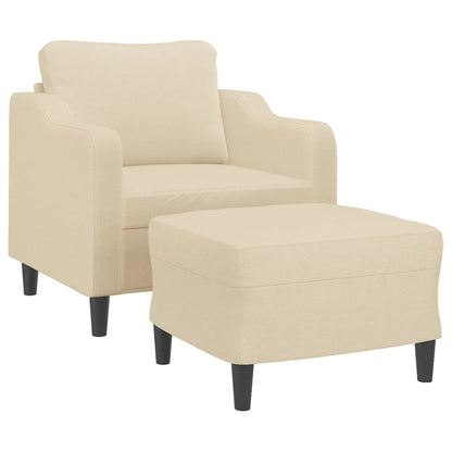 vidaXL Poltrona con Poggiapiedi Crema 60 cm in Tessuto