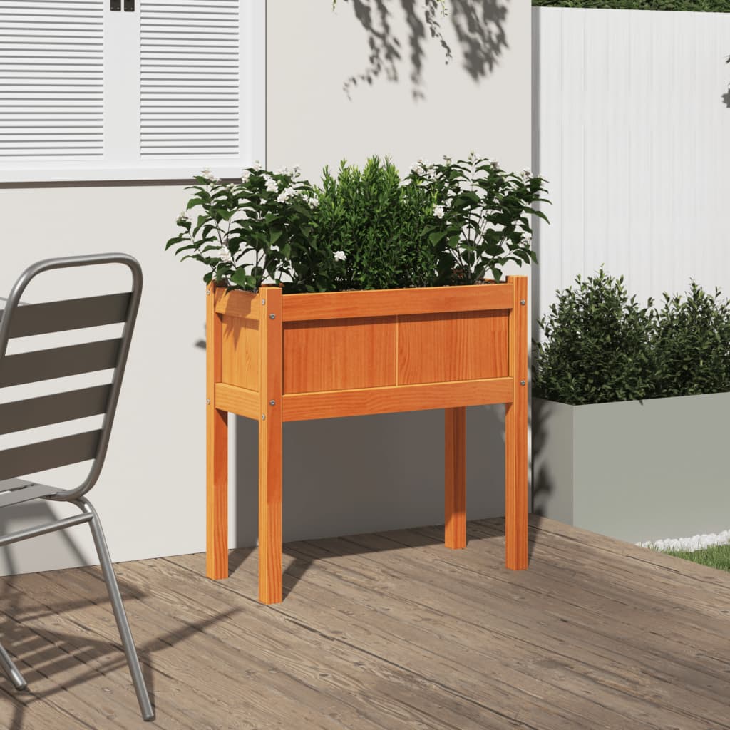 vidaXL Fioriera Giardino Gambe Marrone Cera 70x31x70 cm Massello Pino VIDAXL