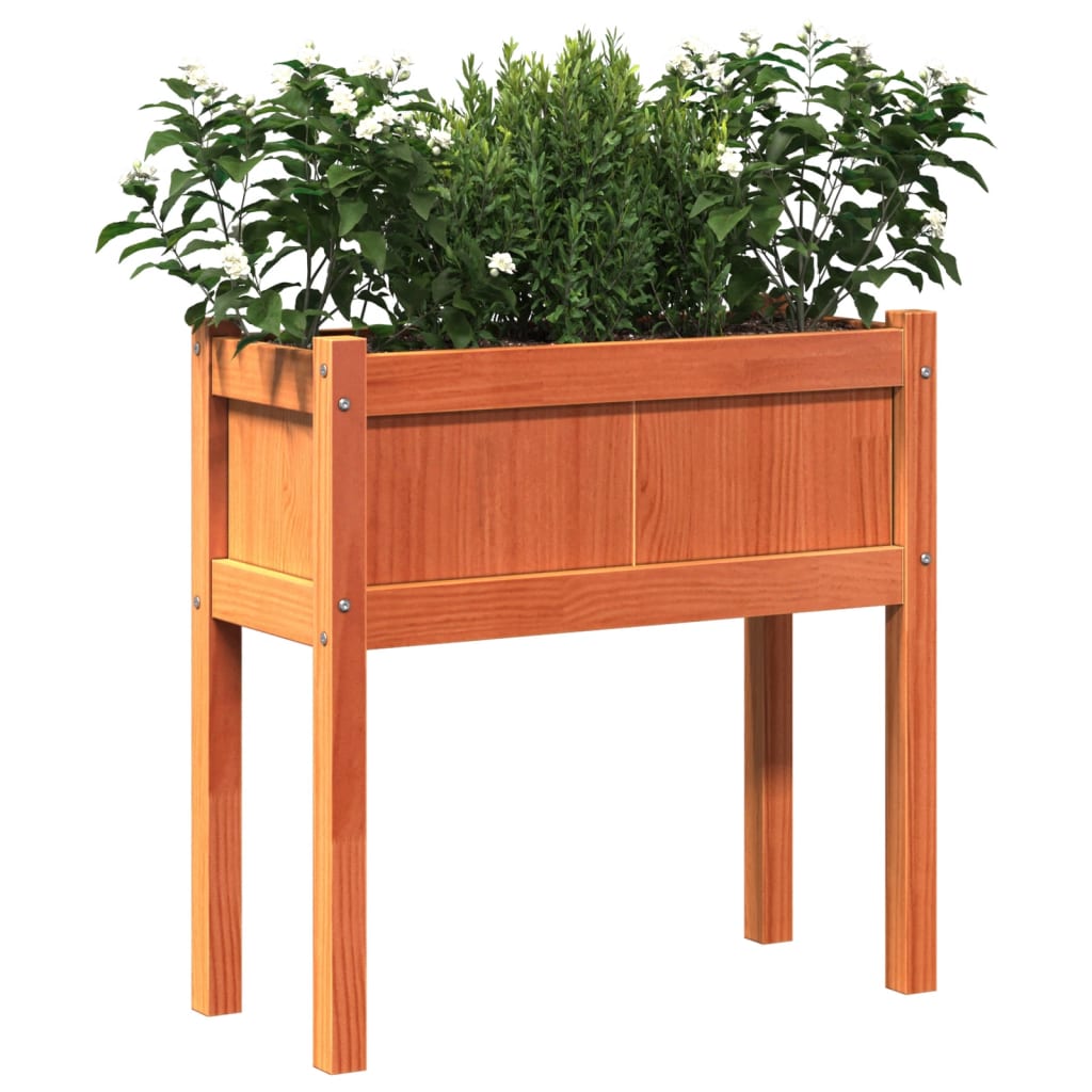 vidaXL Fioriera Giardino Gambe Marrone Cera 70x31x70 cm Massello Pino VIDAXL